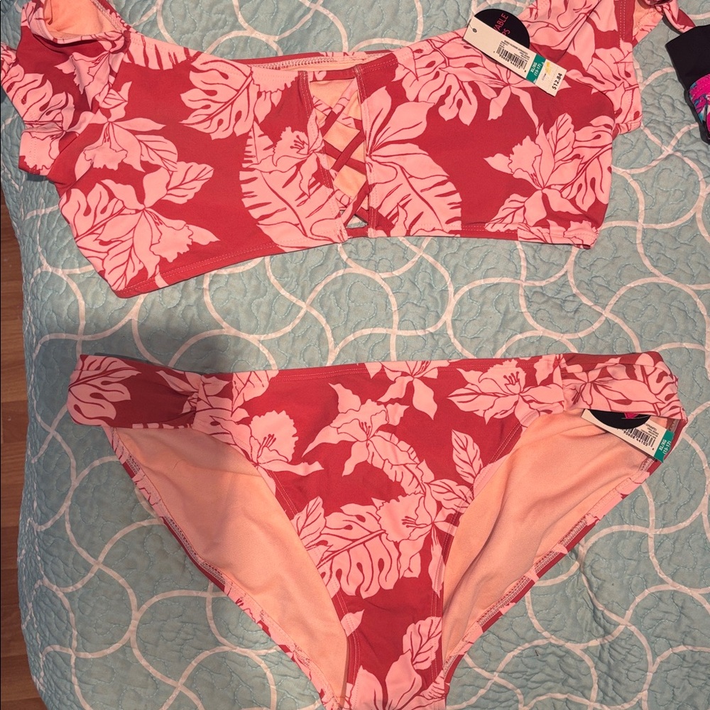 No Boundaries Floral Bikini with cap sleeves